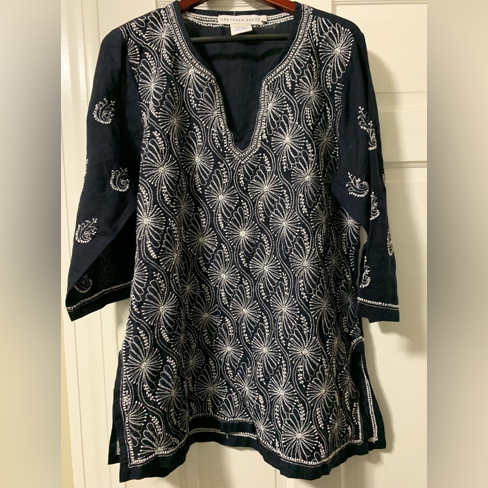 Gretchen Scott Designs Navy and White Tunic